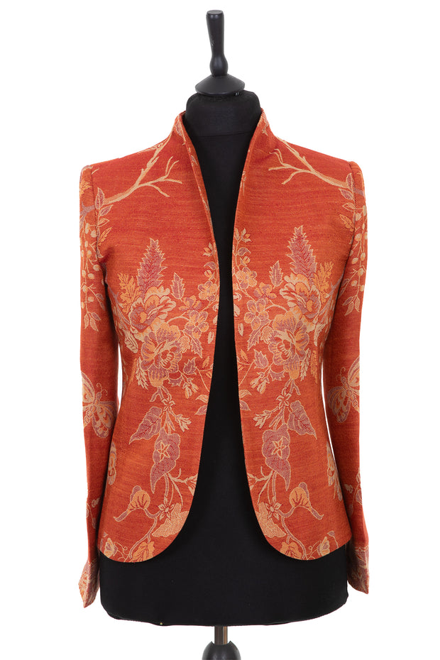 Womens short orange cashmere Anya jacket in Marmalade