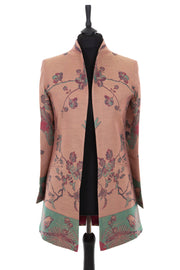 Women's longline cashmere jacket in Dusty Pink