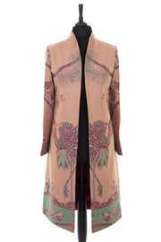 Womens warm dusty pink cashmere dress coat