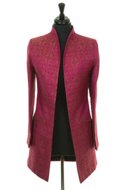 pink India inspired women's jacket, luxury silk wedding guest outfit 