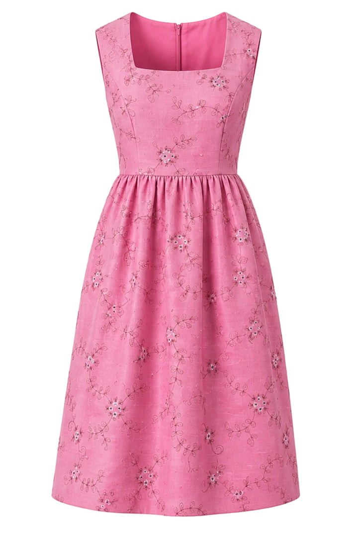 Lucie Silk Dress in Vintage Rose