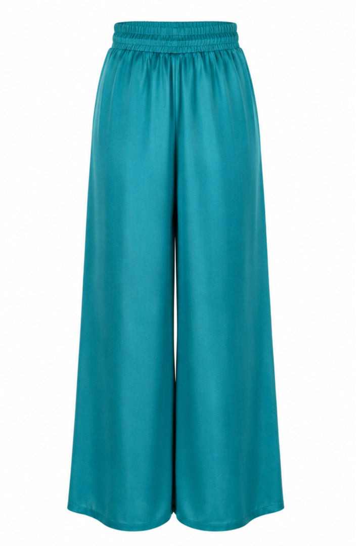 Silk Palazzo Pants in Perfect Teal