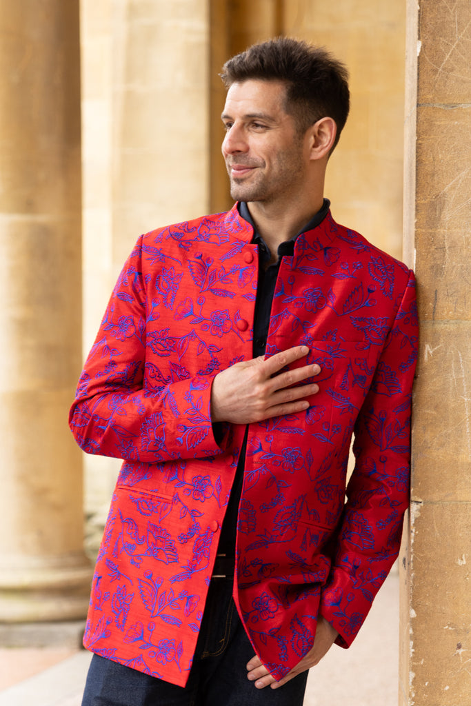 Imperial velvet mandarin collar jacket deals