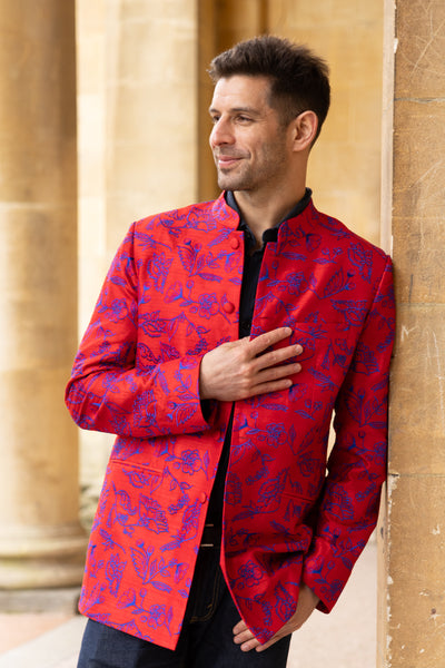 red silk smart jacket for wedding
