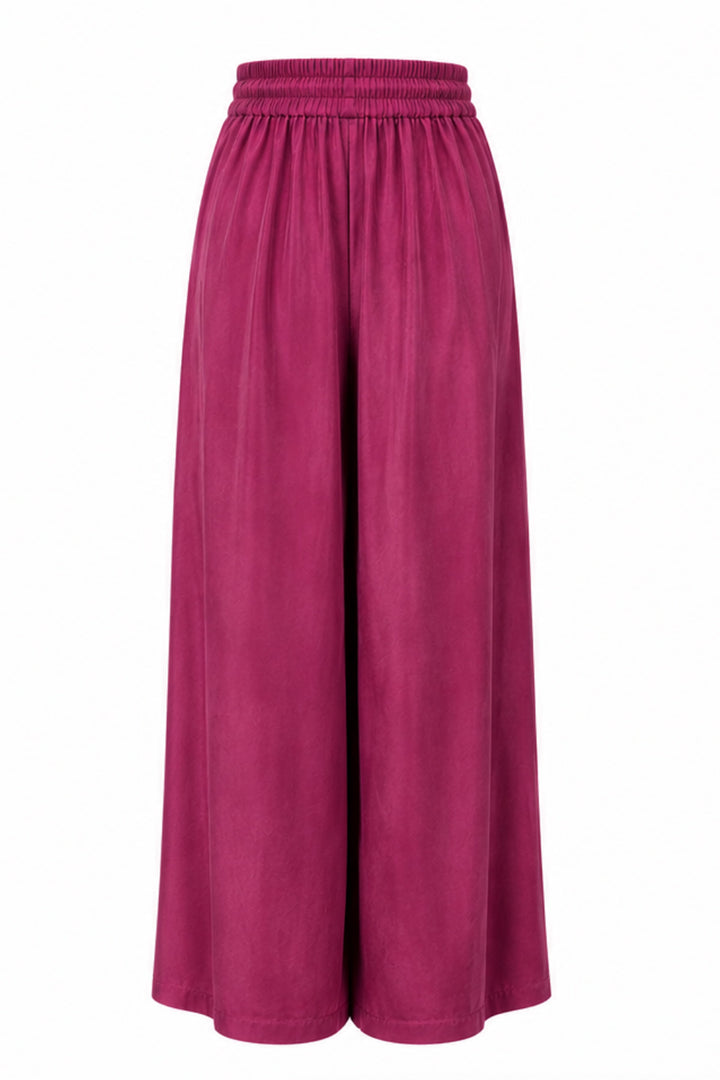 Silk Palazzo Pants in Raspberry