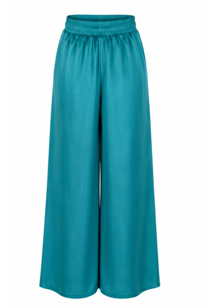 Silk Palazzo Pants in Perfect Teal