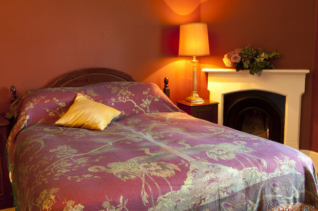 purple tree of life pattern cashmere throw, luxury bedspread, luxury home design, home decor, bedroom