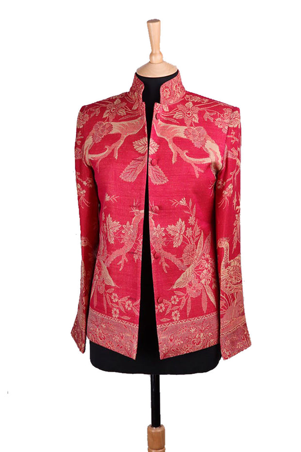 Short Nehru Jacket in Cardinal Pink - Sale