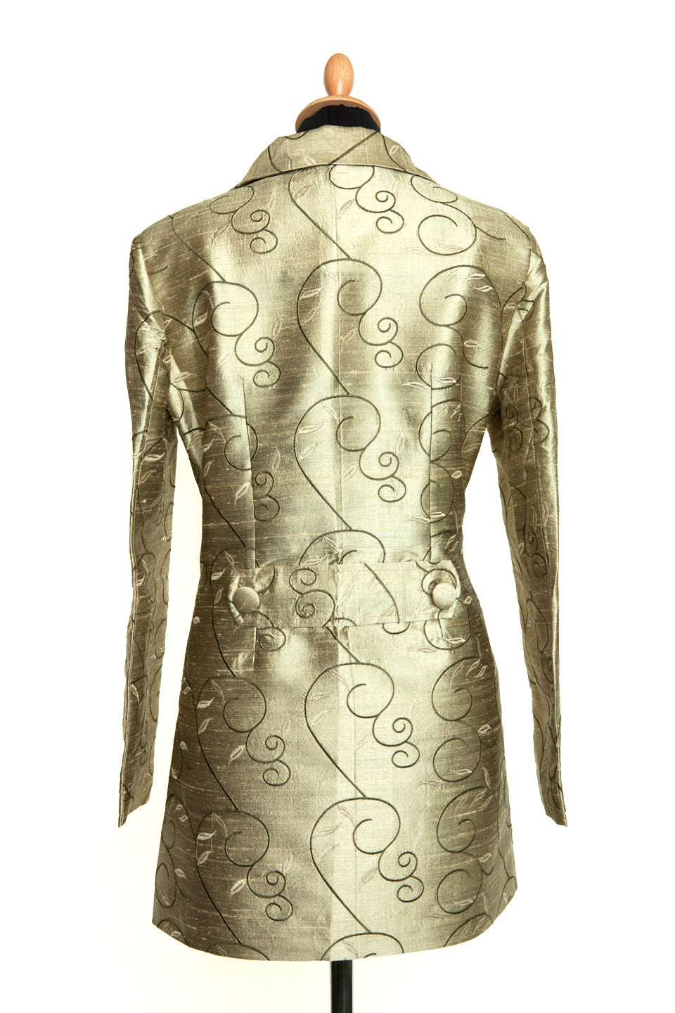 Back of a silk embroidered gold jacket. 
