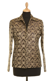 Short European Jacket in Brown Jacquard