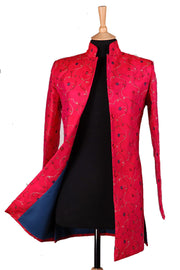 Long Nehru Jacket in Hot Cerise