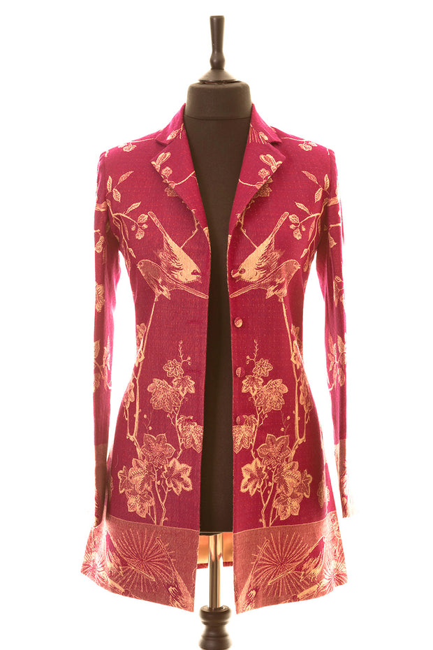 Long European Jacket in Deep Raspberry