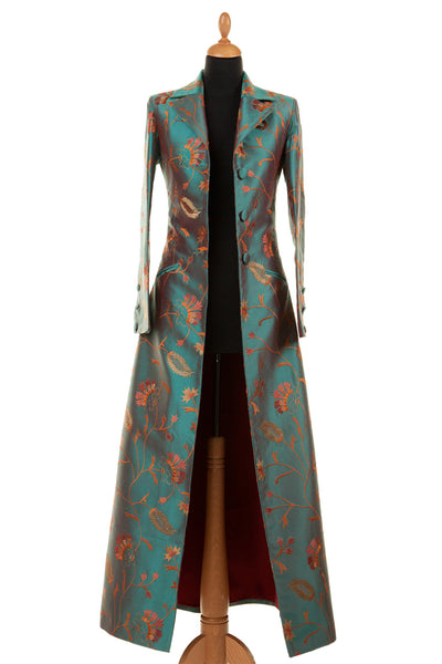 Aquila Silk Coat in Aqua Teal - Shibumi