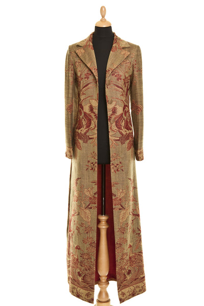 cashmere maxi coat for the races, ladies outfit ideas for ascot, floral floor length coat, plus size opera outfit