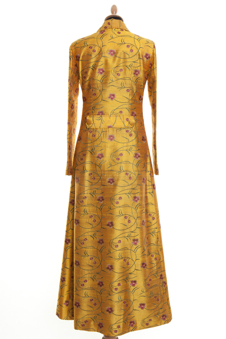 mustard yellow embroidered silk maxi coat, embroidered silk opera coat, plus size wedding outfit, alternative mother of the bride outfit, black tie event outfit