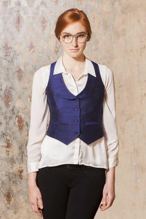 Navy scoop waistcoat clearance