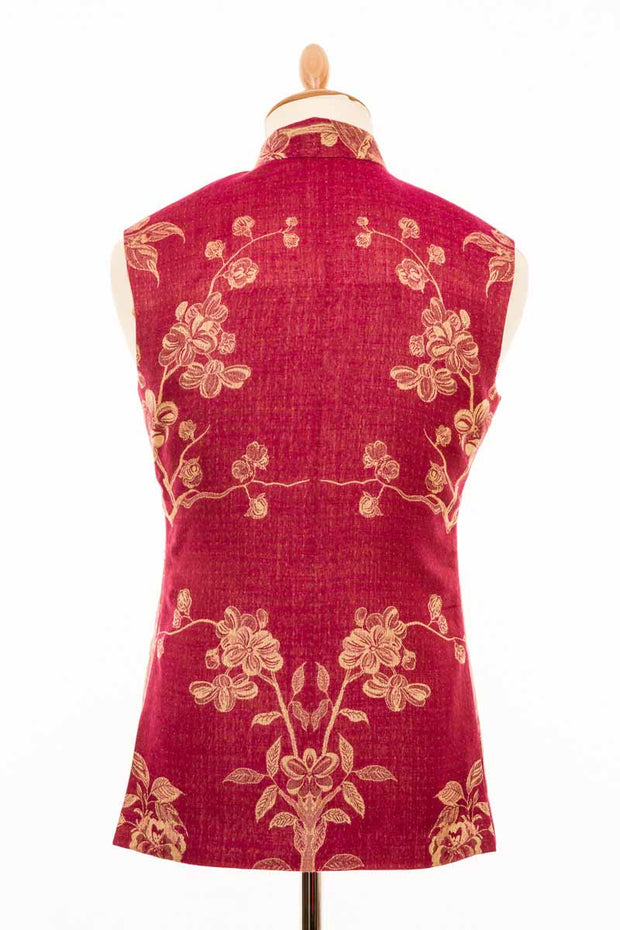 Mens Nehru Waistcoat in Deep Raspberry