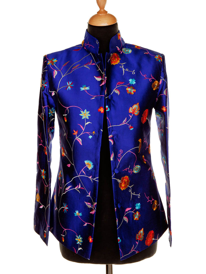 Short Nehru Jacket in African Cobalt - Sale
