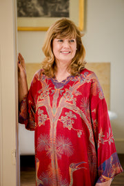 V Neck Kaftan in Venetian Red