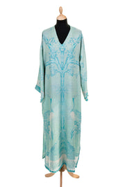 V Neck Kaftan in Eau de Nil