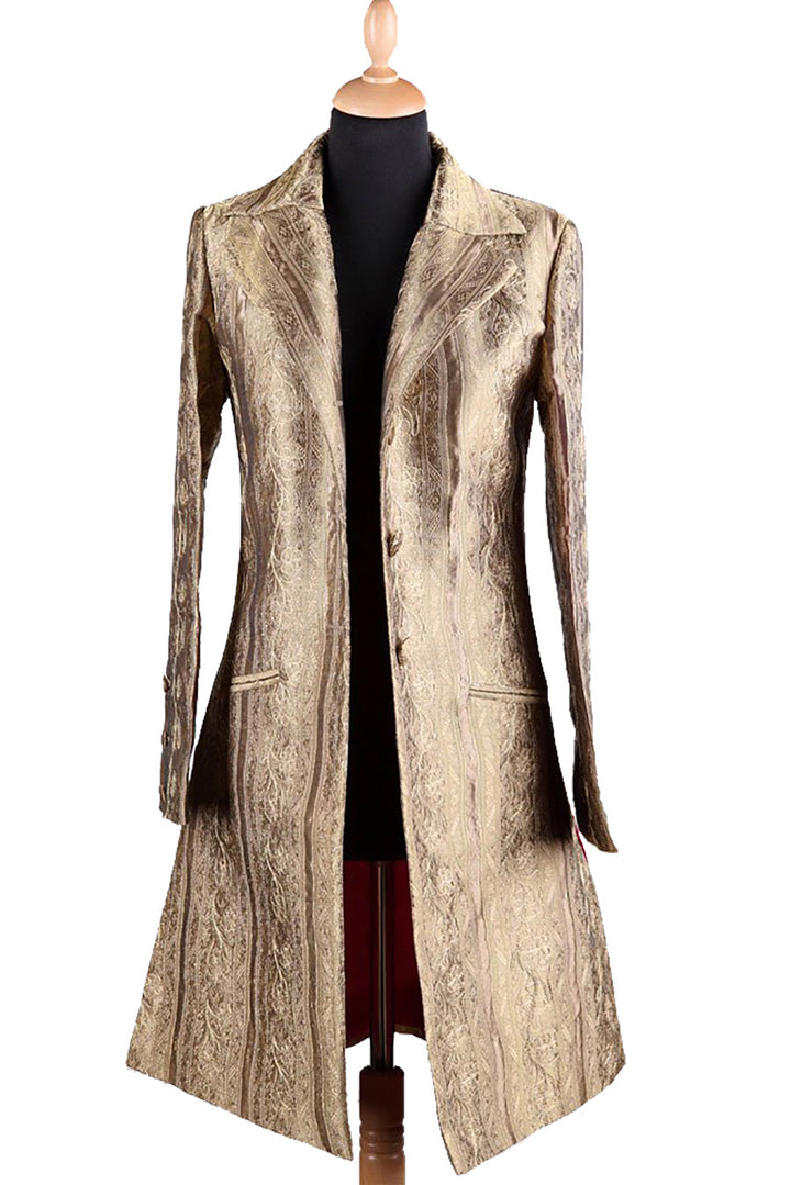 Open golden embroidered coat. Bridal coat in gold. 