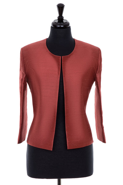 ladies raw silk short jacket in red