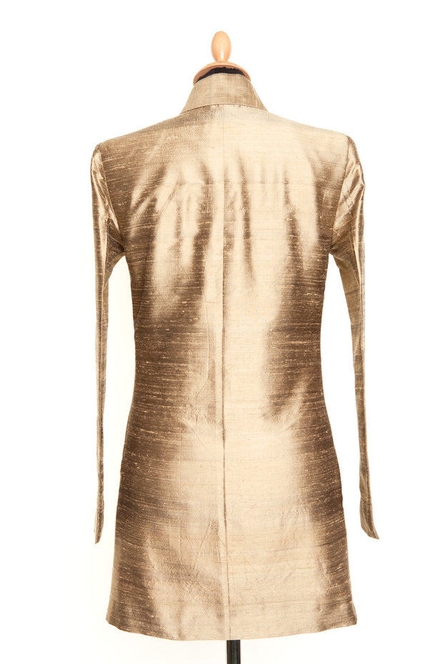 Long Nehru Jacket in Oyster Gold
