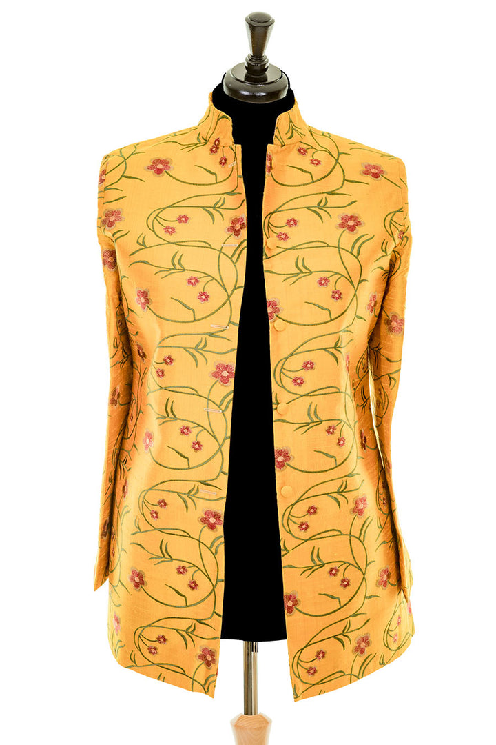 Long Nehru Jacket in Shocking Mustard - Sale
