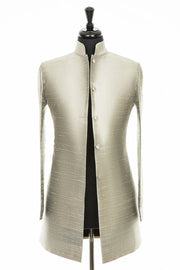 shibumi womens pale gold raw silk nehru jacket