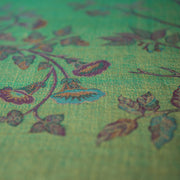 cashmere and silk green fabric with flowers 