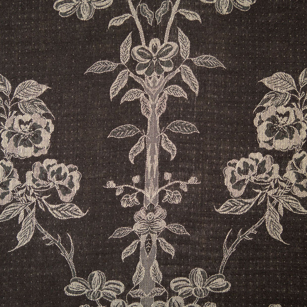 cashmere silk black fabric with floral pattern 