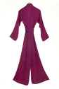 Silk long jumpsuit in purple. Flattering plus size clothes. 