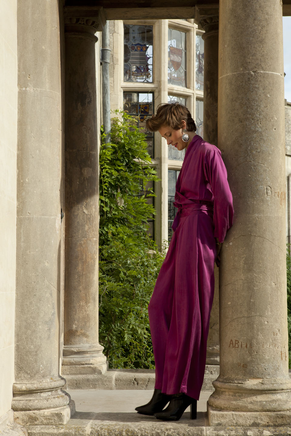 Silk Jumpsuit in Raspberry Long Purple Jumpsuit for Women – Shibumi