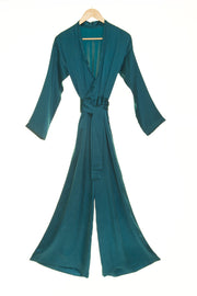 Silk Jumpsuit in Perfect Teal
