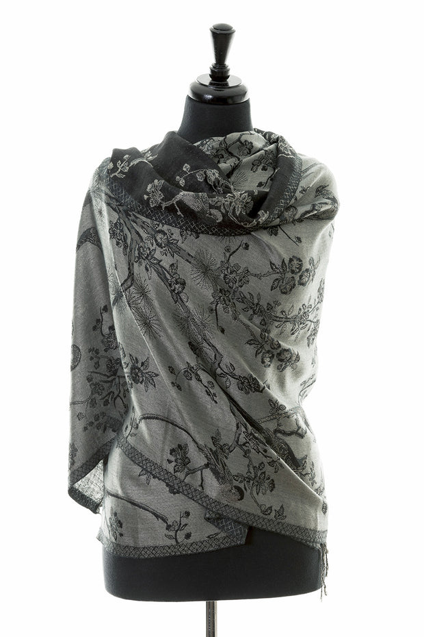 black and grey scarf for women. shawl wrap 