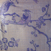 silver fabric with blue birds and flowers 