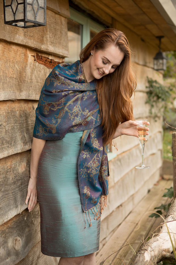 shibumi imperial blue cashmere shawl