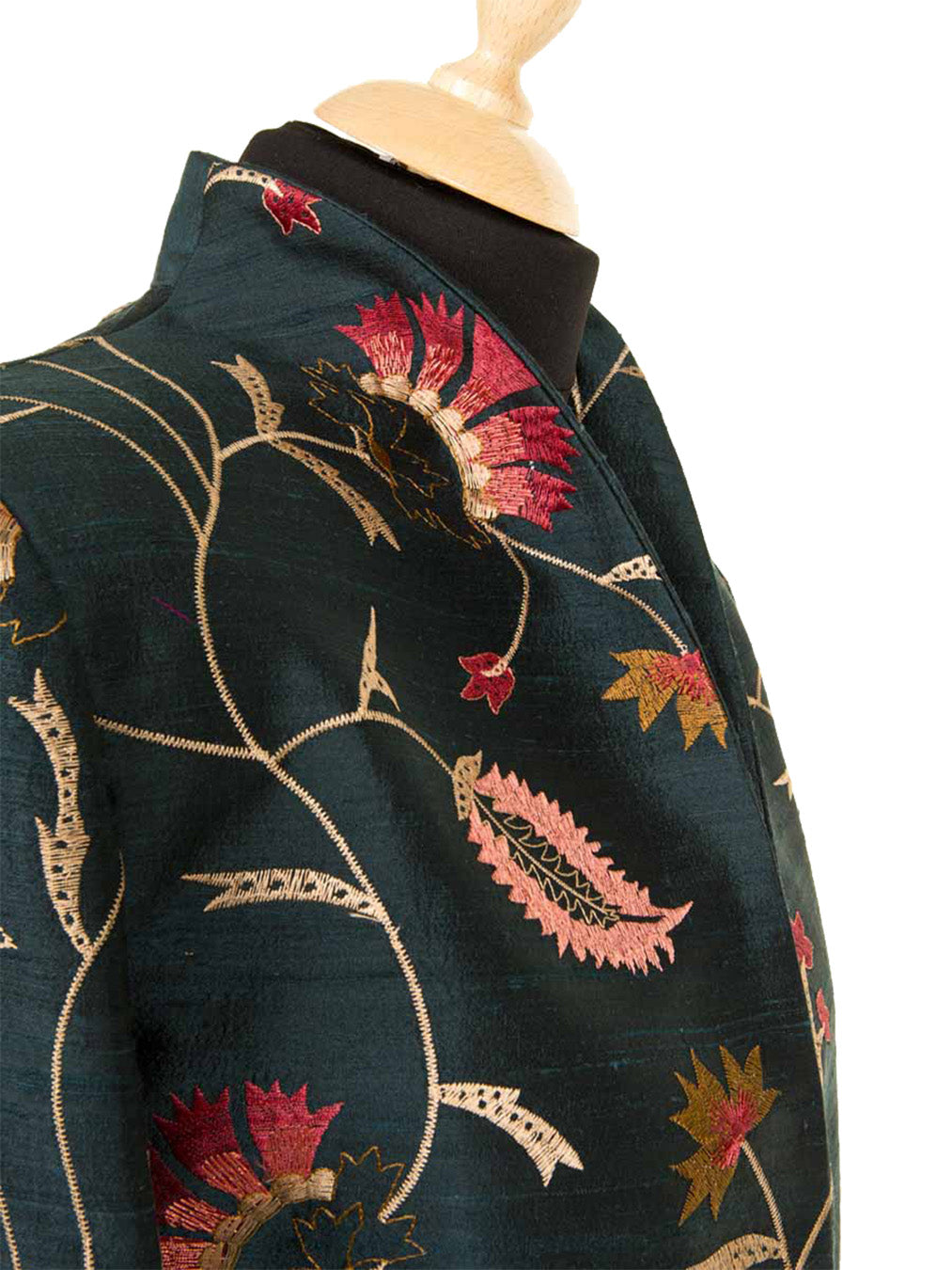 ladies dark green embroidered silk jacket, plus size mother of the bride outfit, silk party jacket, silk jacket for opera, ladies outfit for races