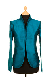 Anya Silk Jacket in Kingfisher Blue - Shibumi
