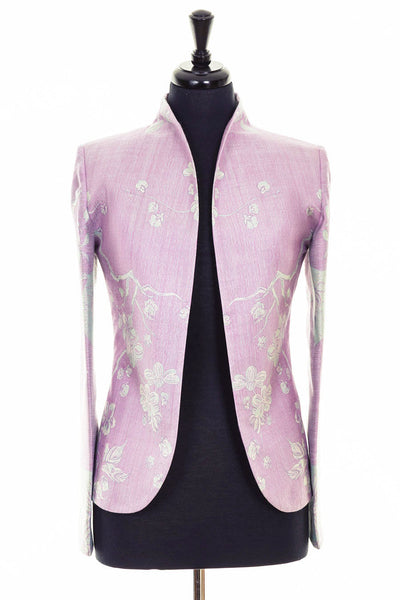 lilac cashmere jacket, lilac mother of the bride outfit, floral cashmere fitted blazer, summer wedding guest jacket, tree of life, lilac opera outfit