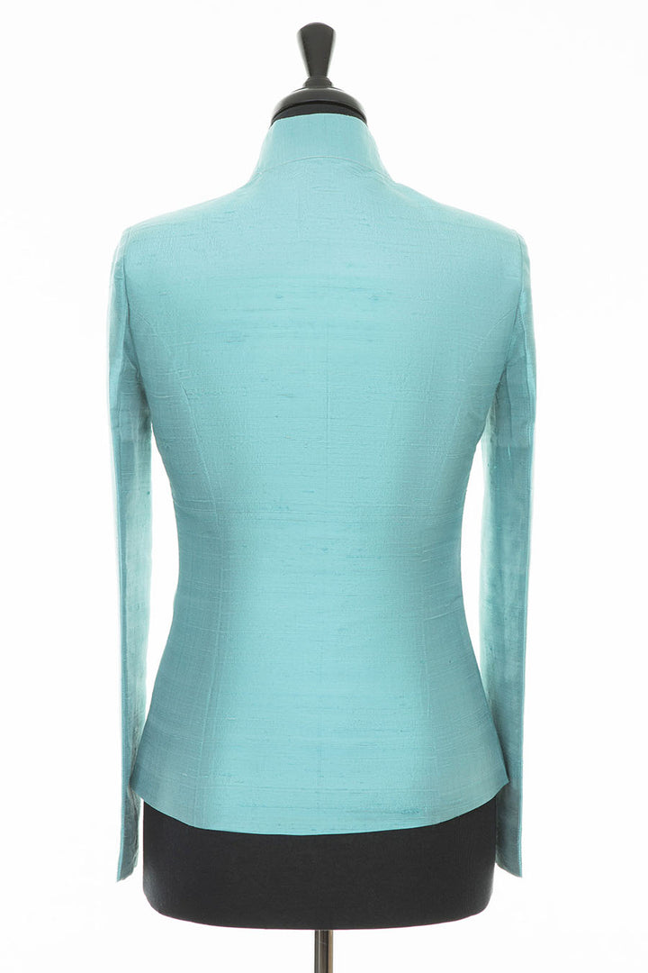 bright turquoise aqua raw silk jacket, women's blazer, silk wedding outfit, plus size mother of the bride outfit, party outfit