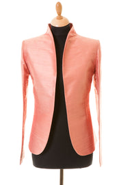 blush pink rose gold raw silk fitted jacket, mother of the bride outfit, pink silk jacket for the opera