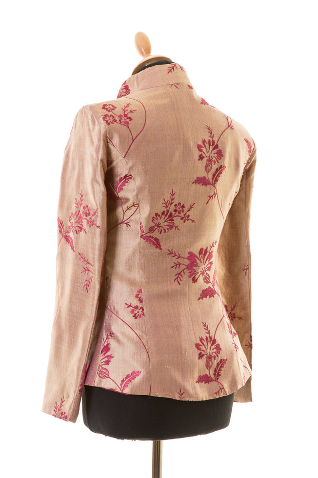 gold and burgundy linen silk tailored jacket, summer wedding guest outfit, gold mother of the bride outfit, plus size opera jacket, wear with trousers