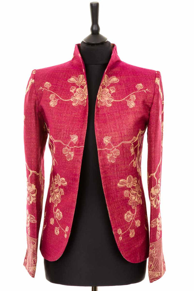 plus size wedding outfit, mother of the bride jacket, silk and cashmere fitted blazer, floral wedding outfit