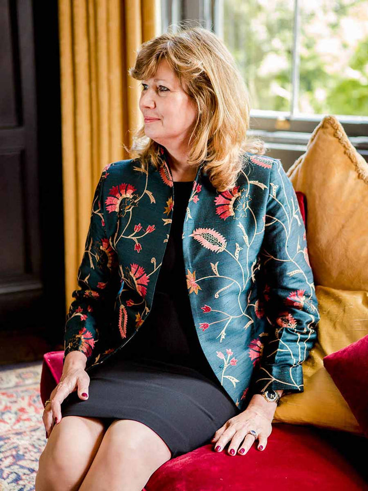 Shibumi ladies dark green embroidered silk jacket