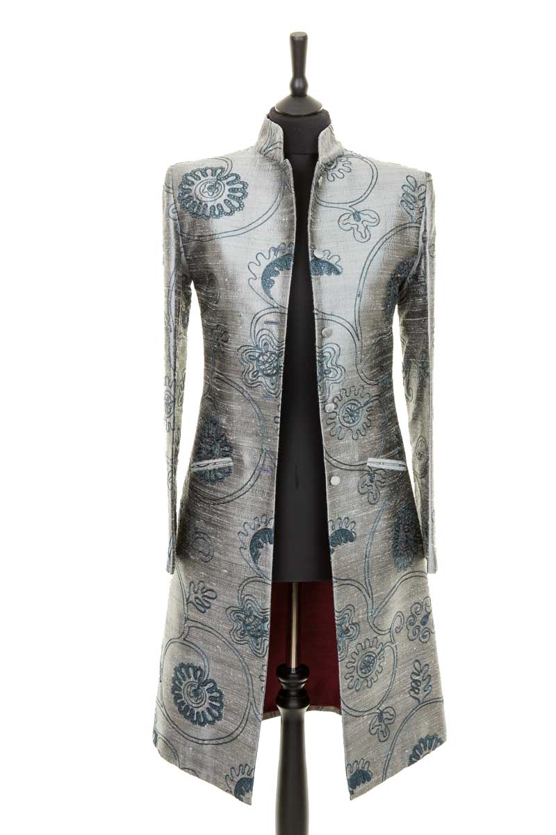 Nehru Coat in Mercury Shibumi