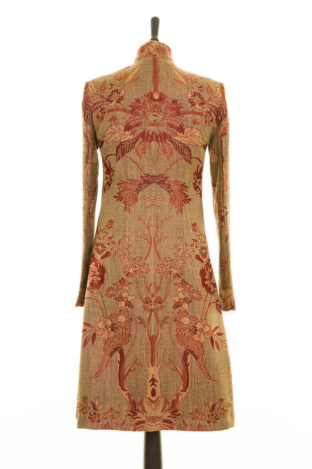 Nehru Silk Coat in Bracken Green Rear View