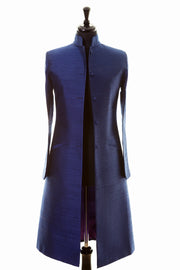 Shibumi Nehru Silk Coat in Midnight Blue