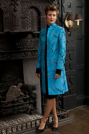 Nehru Silk Coat in Brilliant Turquoise