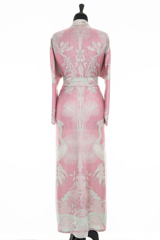 Shibumi reversible dressing gown in rococo pink rear view